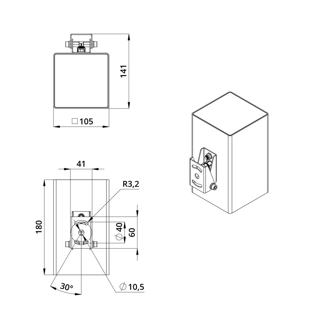 Accent Cube 30 CRI80 4000К 15° Поворотный кронштейн