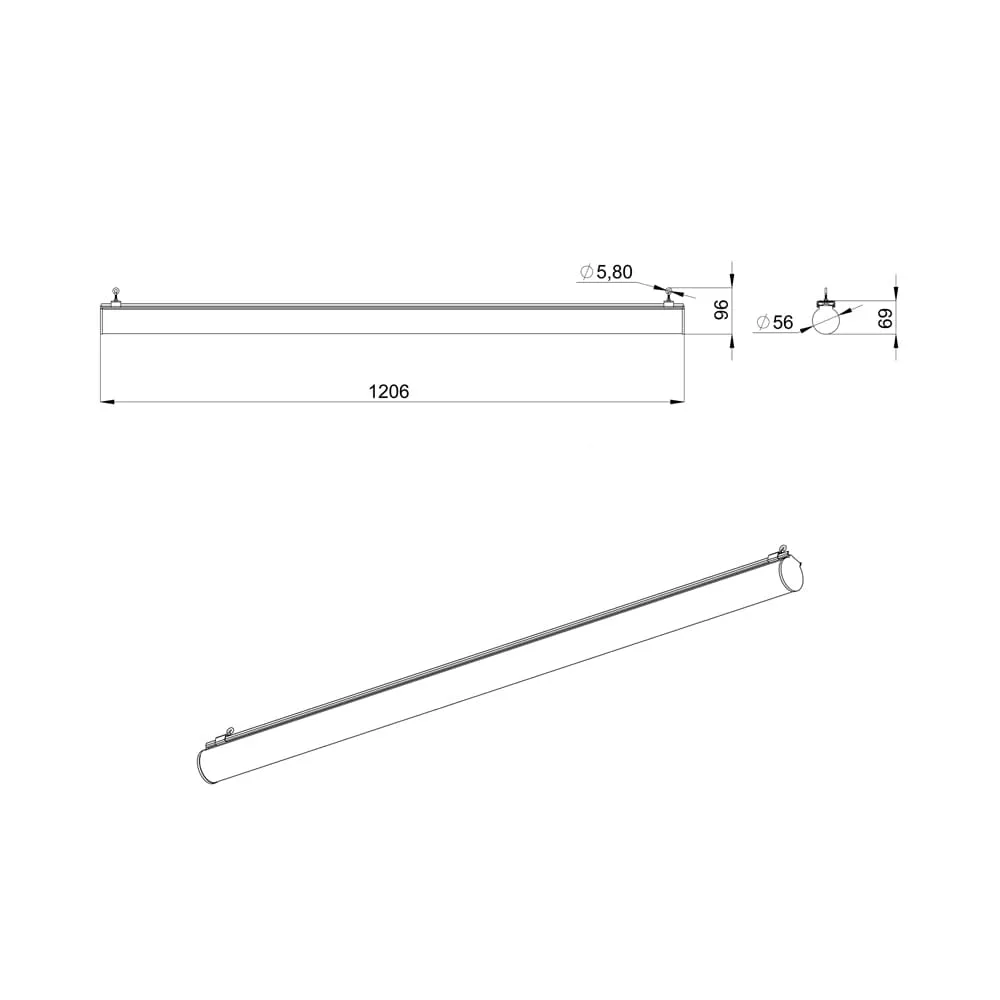 Tube 40 1200мм CRI80 5000К