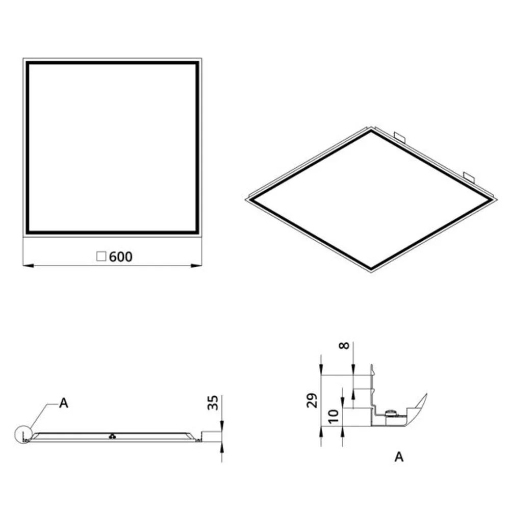 Office Classic S Clip-In 25 (3G) IP40 CRI80 5000К Опал 600х600х35мм