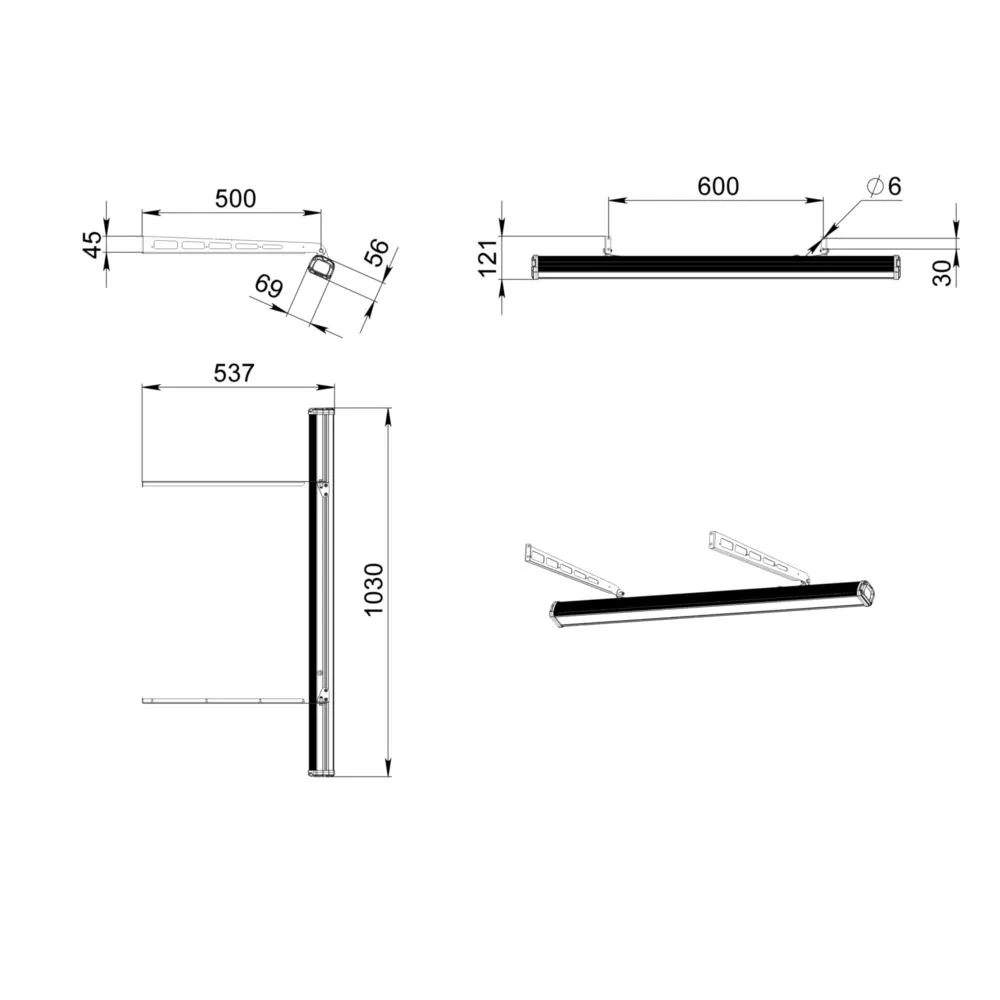 Promline Compact 30 1000мм CRI80 5000К Опал Классная доска