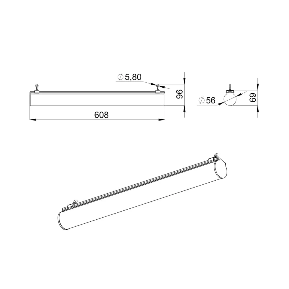Tube 20 600мм CRI80 3000К