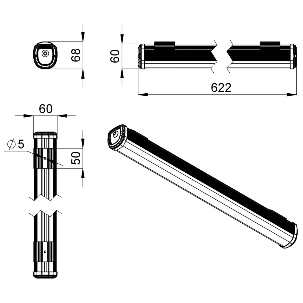 Promline Optima 20 600мм (3G) CRI80 3000К Опал