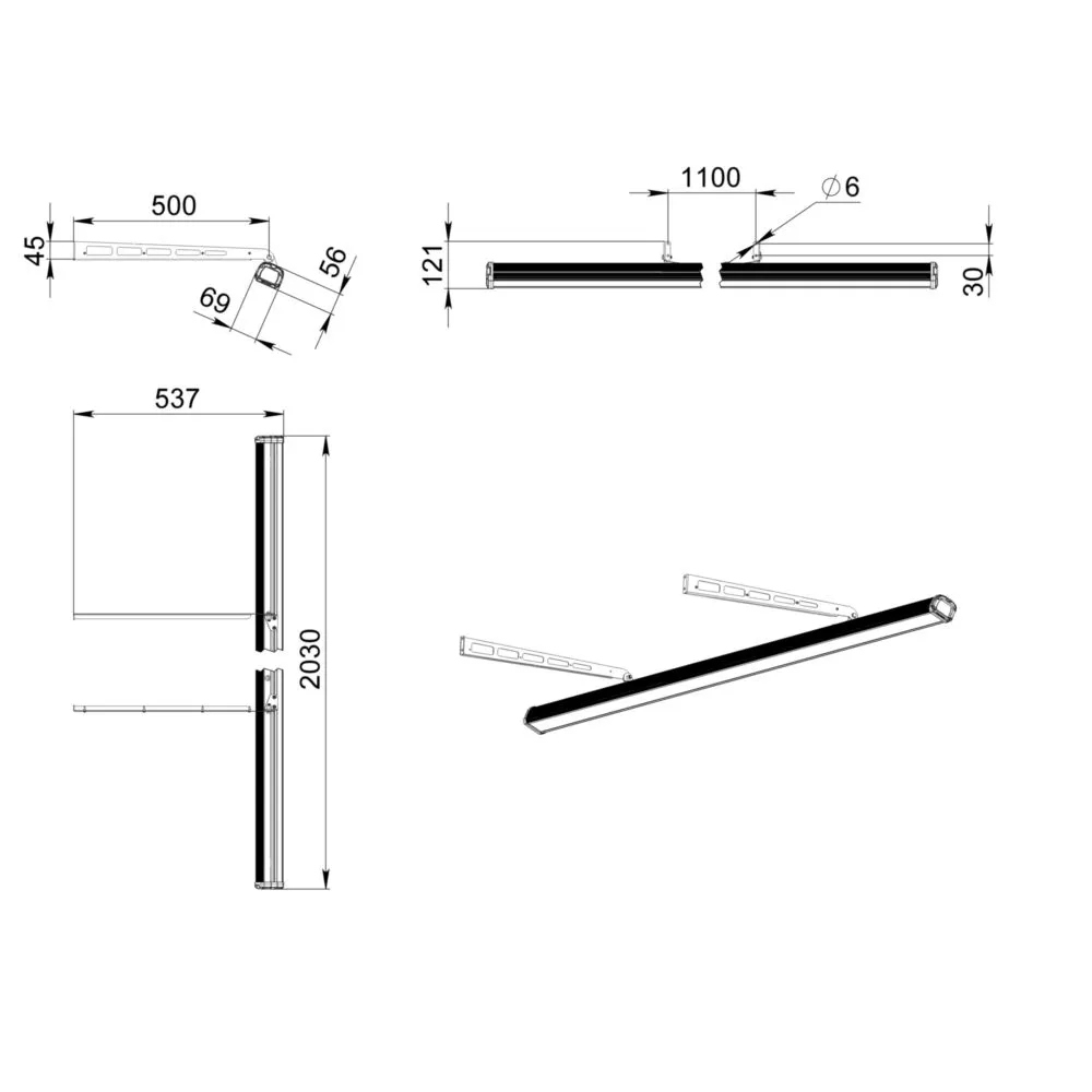 Promline Compact 40 2000мм CRI80 5000К Опал Классная доска