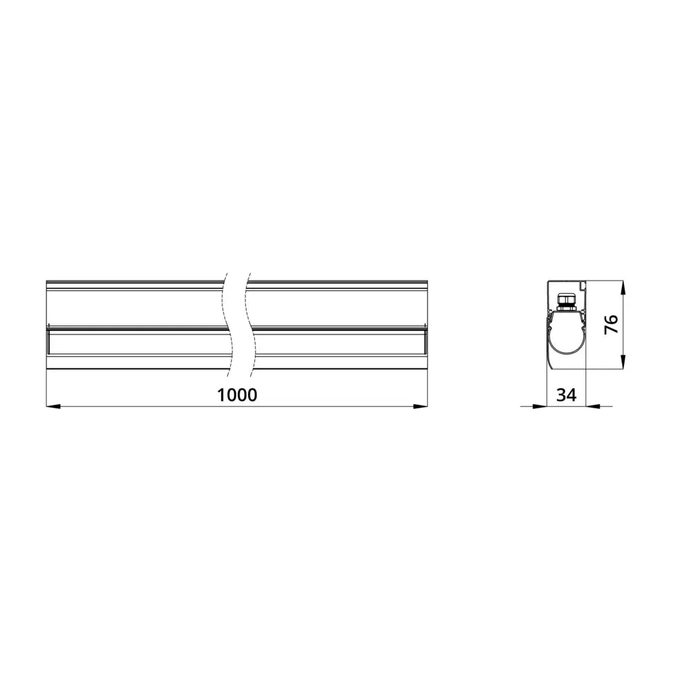 Modern ISV Optic 16 1000мм (16Вт/м) 48В DC CRI80 3000К 15х60° (Профиль, козырек, транзитное штепсельное соединение)