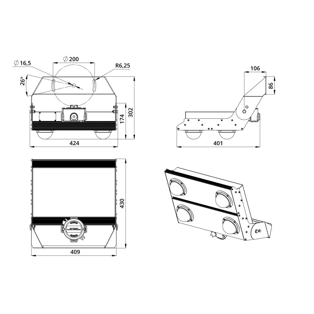 Прожектор v2.0 - 180 - К - 1430 - Ex