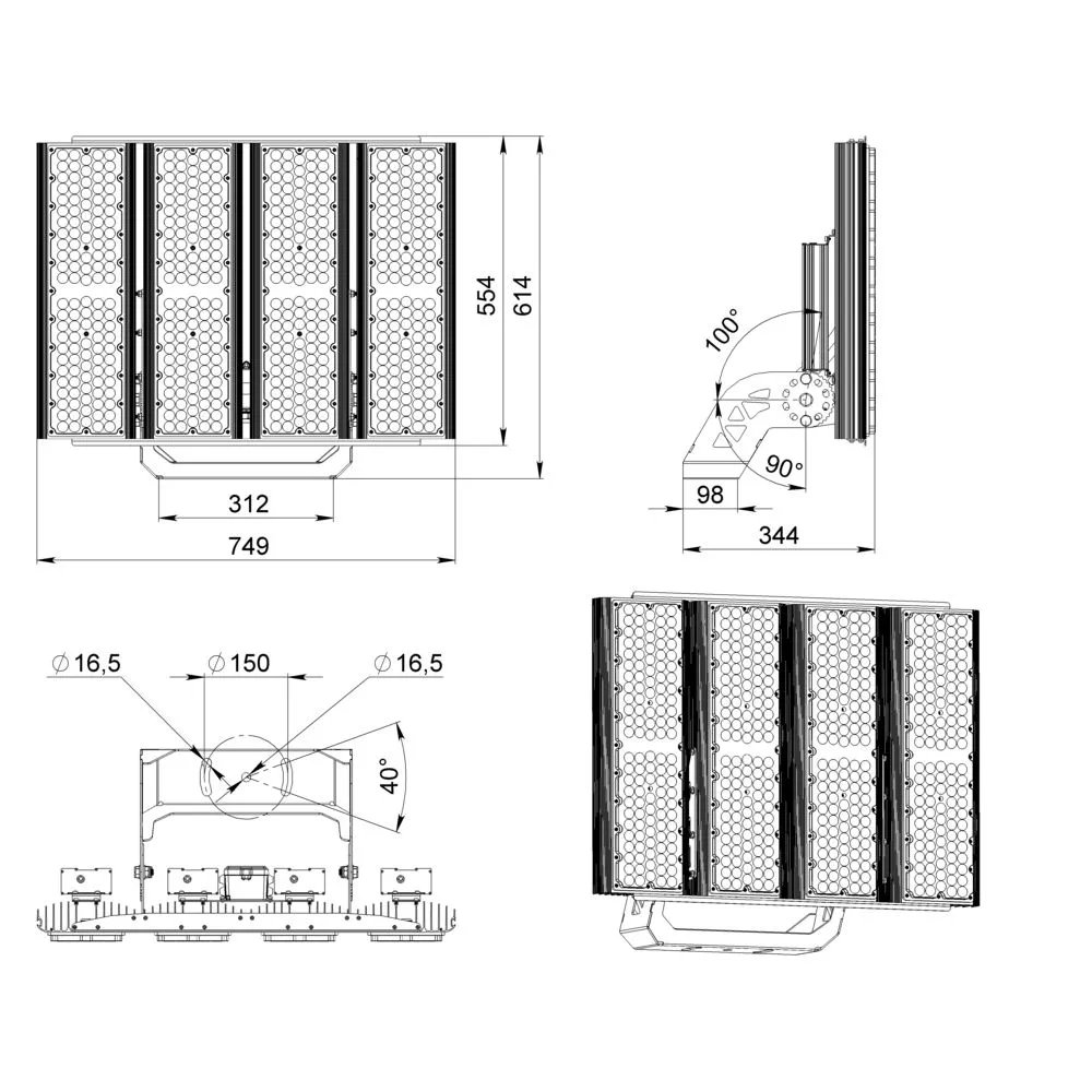 Plaza 1330 L V CRI70 4000К 75х50°