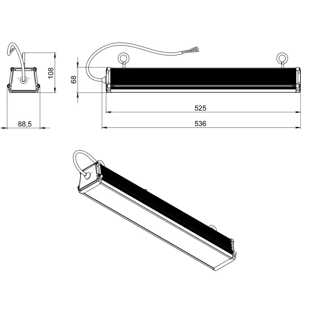 Promline   30 Optic 500мм CRI70 3000К 10х70°
