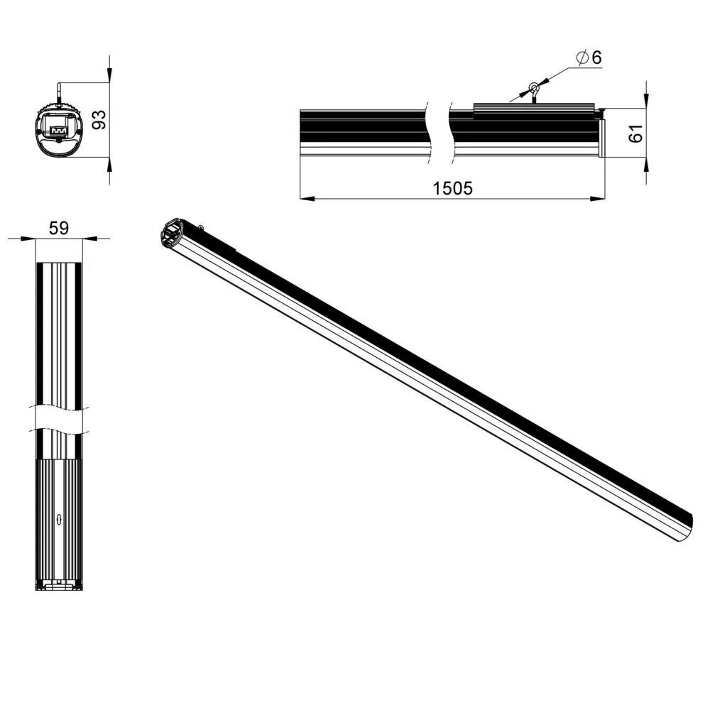 Promline Optima SL 60 1500мм (40Вт/м) CRI80 4000К Прозрачный