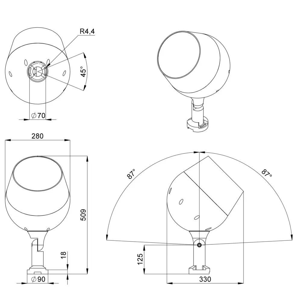 Shell 40 L CRI70 3000К 95х35° Поворотный кронштейн
