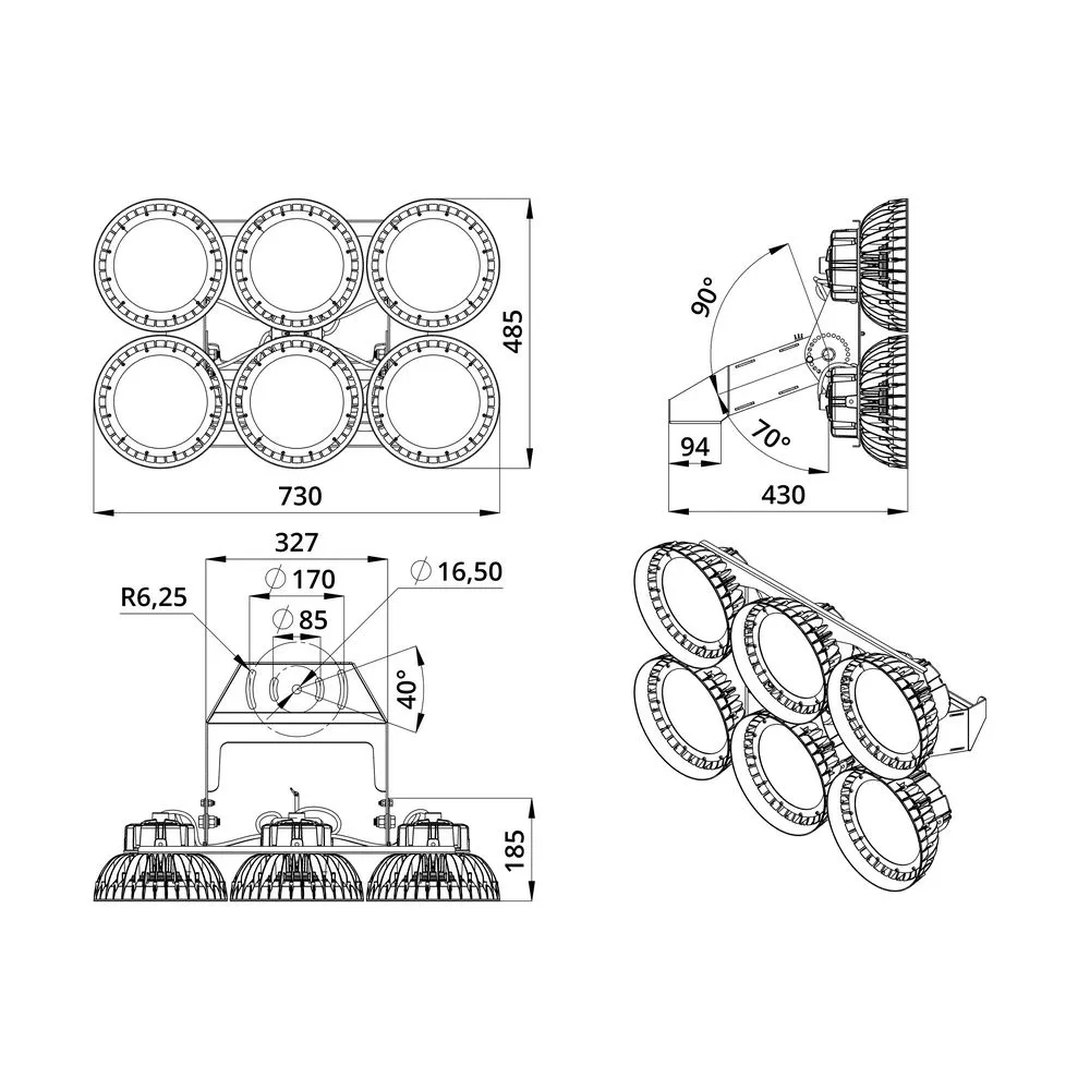 Plaza NEO 900 х6 M CRI70 3000К 90°