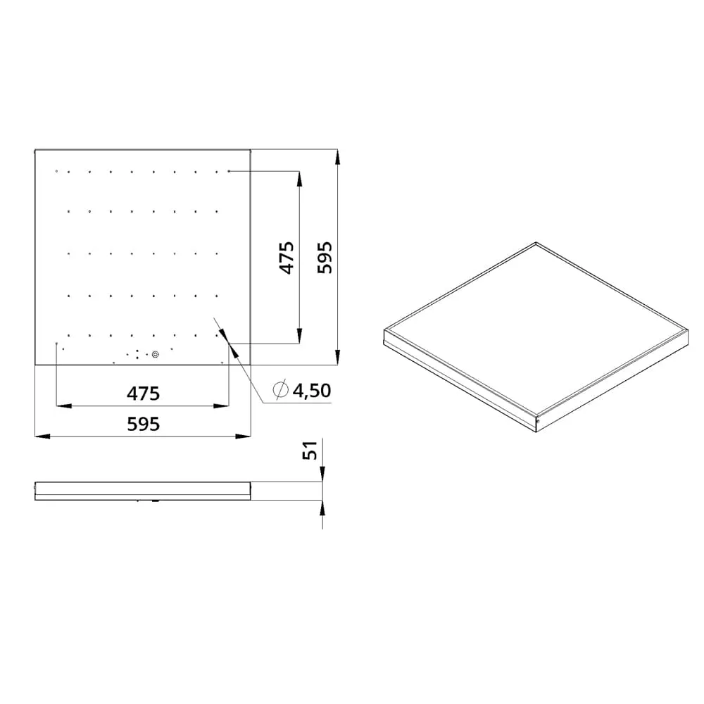 Office 40 IP30 CRI80 3000К Колотый лед 595х595х50мм