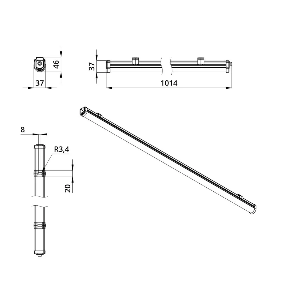 Promline Slim 20 1000мм (3G) CRI80 3000К Опал
